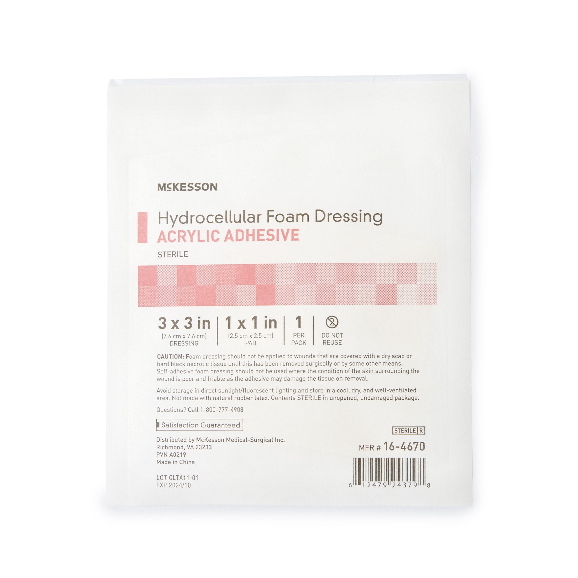 Foam Dressing McKesson 3 X 3 Inch With Border Film Backing Acrylic Adhesive Square Sterile,Packaging Type- Box