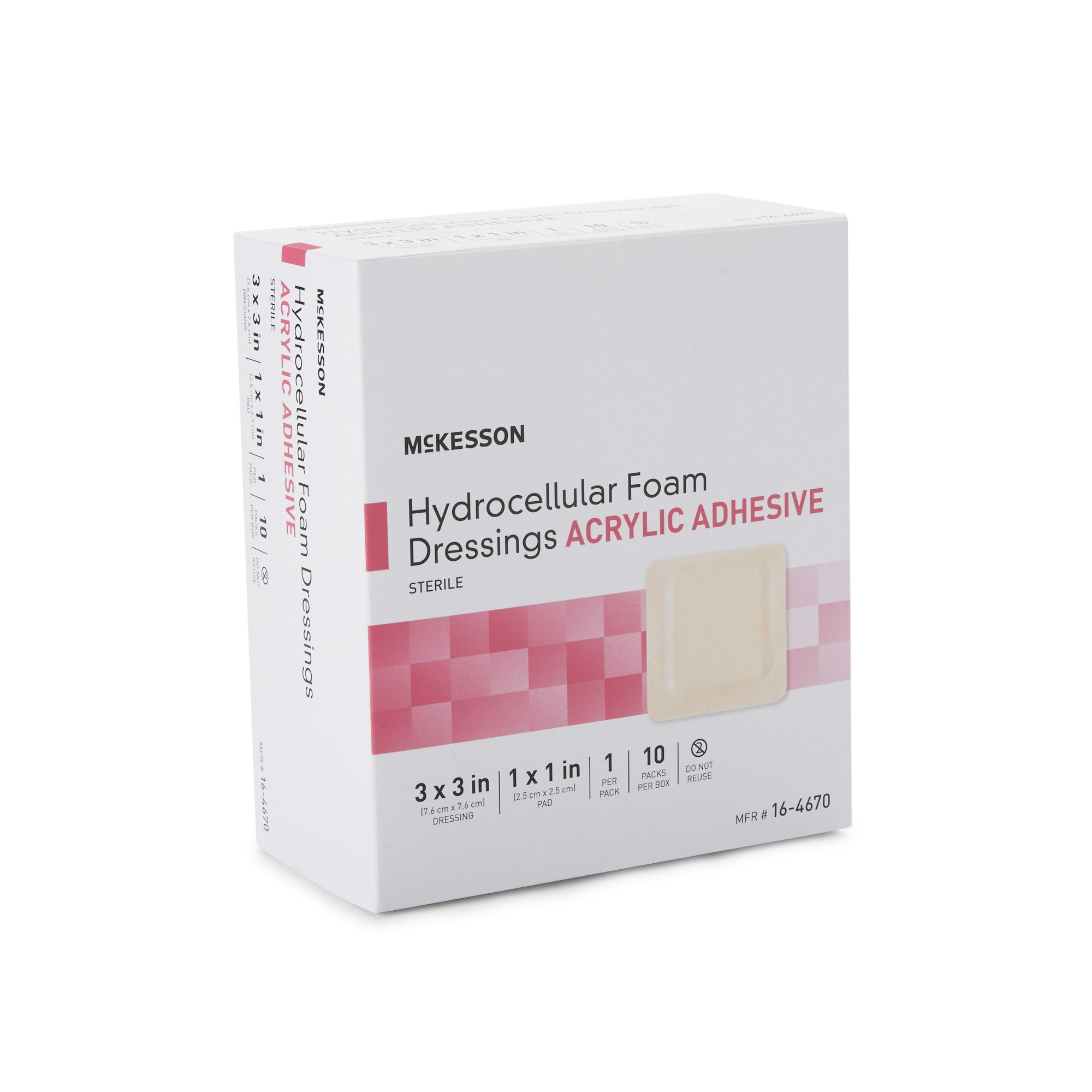 Foam Dressing McKesson 3 X 3 Inch With Border Film Backing Acrylic Adhesive Square Sterile,Packaging Type- Box