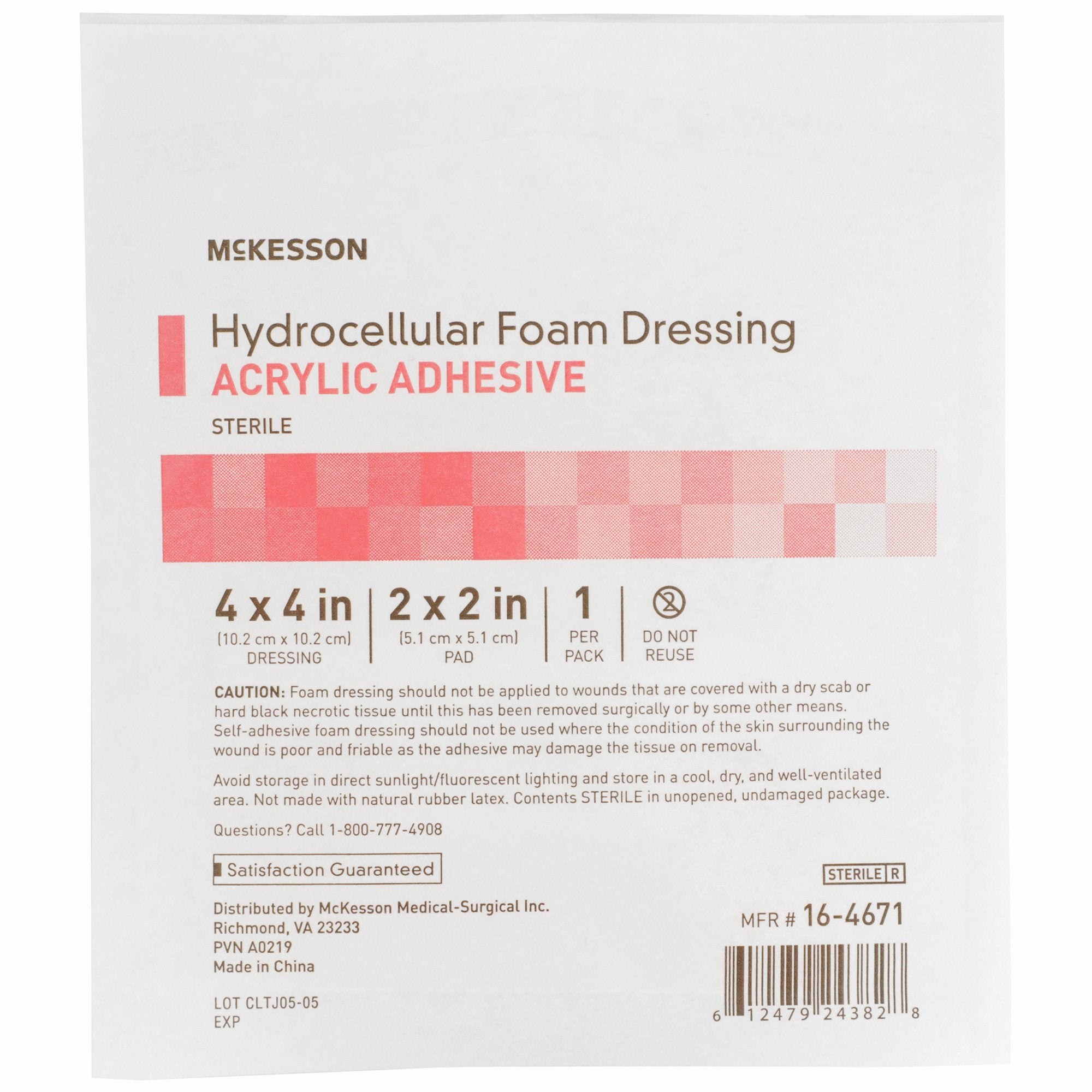 Foam Dressing McKesson 4 X 4 Inch With Border Film Backing Acrylic Adhesive Square Sterile,Packaging Type- Box