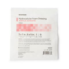 Foam Dressing McKesson 7 X 7 Inch With Border Film Backing Acrylic Adhesive Square Sterile,  Packaging Type- Case