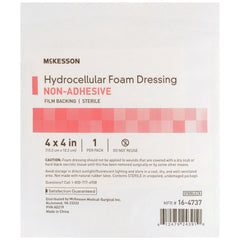 Foam Dressing McKesson 4 X 4 Inch Without Border Film Backing Nonadhesive Square Sterile, Packaging Type- Case