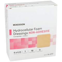 Foam Dressing McKesson 4 X 4 Inch Without Border Film Backing Nonadhesive Square Sterile, Packaging Type- Case