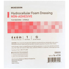 Foam Dressing McKesson 6 X 6 Inch Without Border Film Backing Nonadhesive Square Sterile, Packaging Type- Case