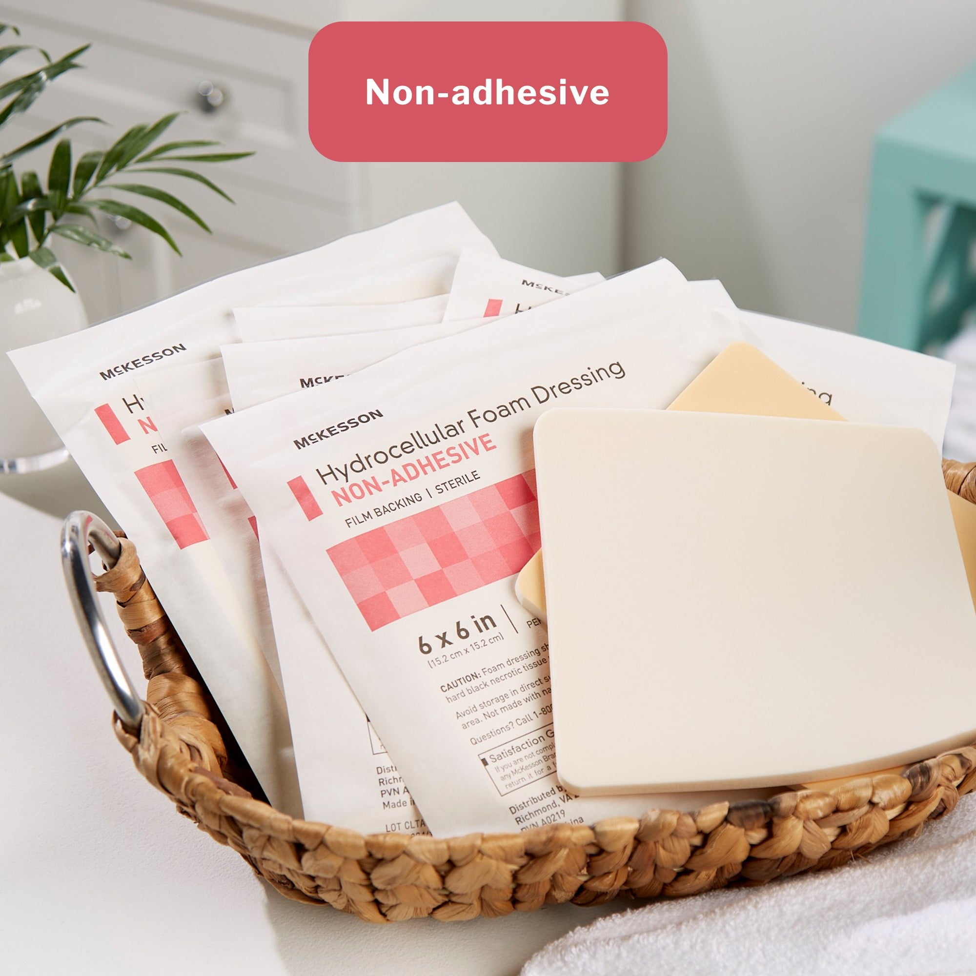 Foam Dressing McKesson 6 X 6 Inch Without Border Film Backing Nonadhesive Square Sterile, Packaging Type- Box
