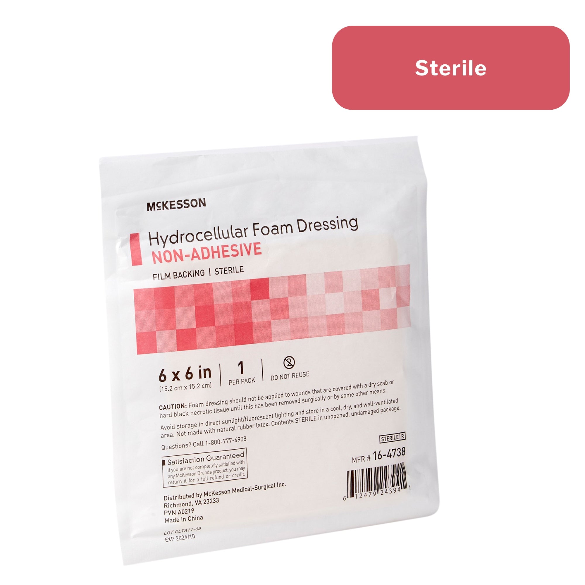 Foam Dressing McKesson 6 X 6 Inch Without Border Film Backing Nonadhesive Square Sterile, Packaging Type- Case