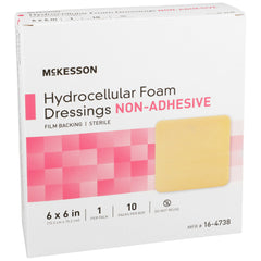 Foam Dressing McKesson 6 X 6 Inch Without Border Film Backing Nonadhesive Square Sterile, Packaging Type- Case