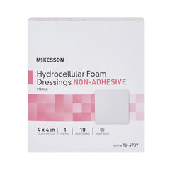 Foam Dressing McKesson 4 X 4 Inch Without Border Film Backing Nonadhesive Square Sterile,  Packaging Type- Case