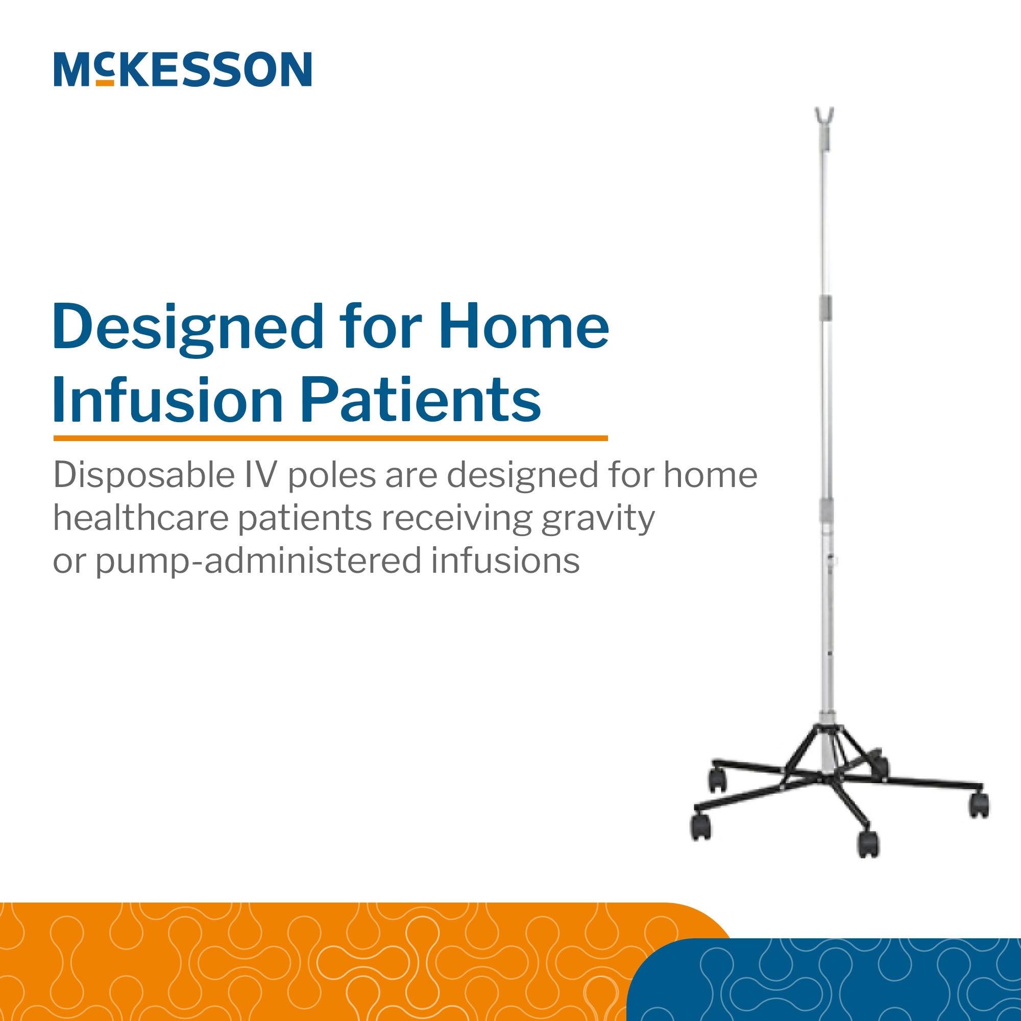 Disposable IV Stand Floor Stand McKesson 2-Hook 5 Caster Plastic Base, Packaging Type- Each