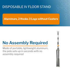 Disposable IV Stand Floor Stand McKesson 2-Hook 3-Legs,  Packaging Type- Case