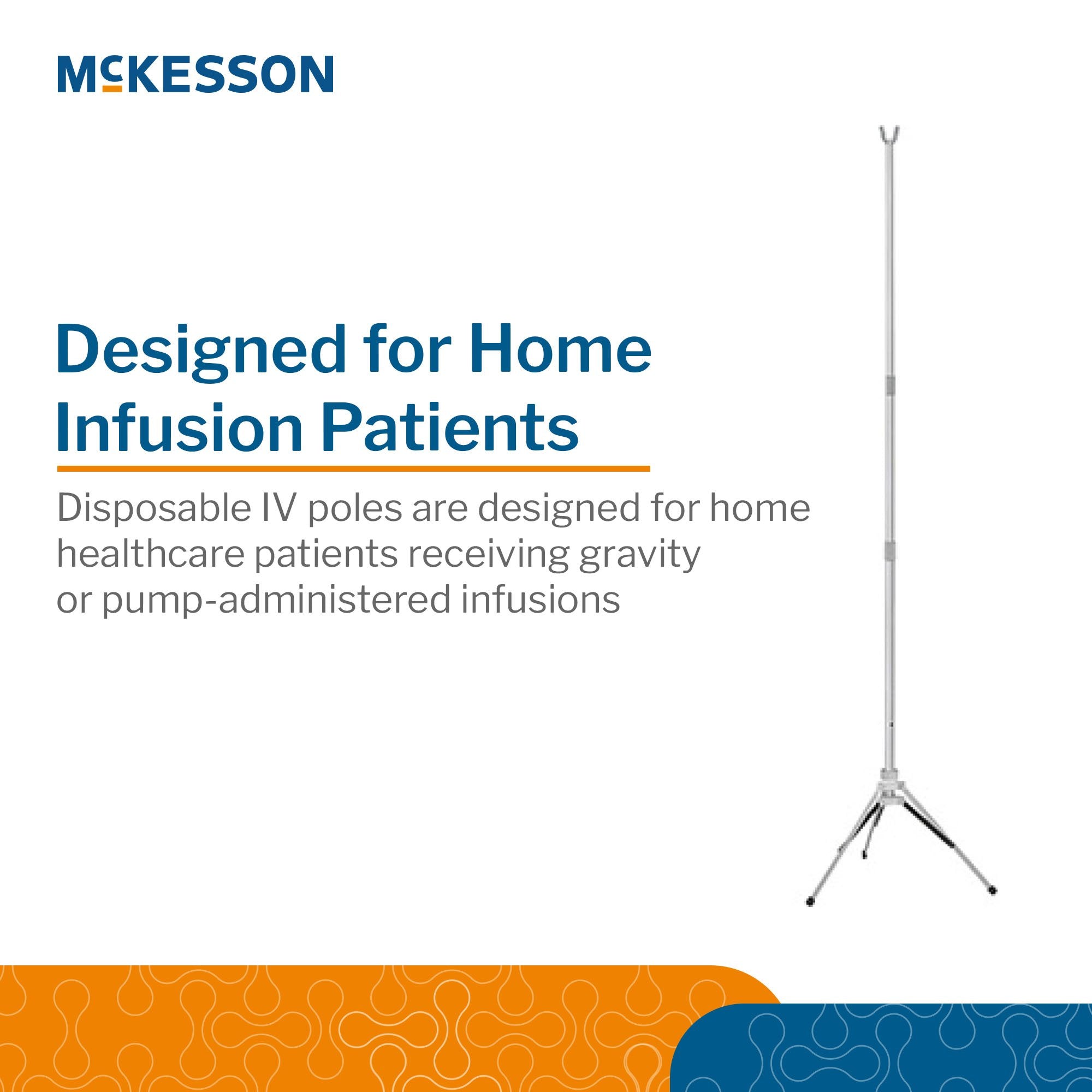 Disposable IV Stand Floor Stand McKesson 2-Hook 3-Legs,  Packaging Type- Case