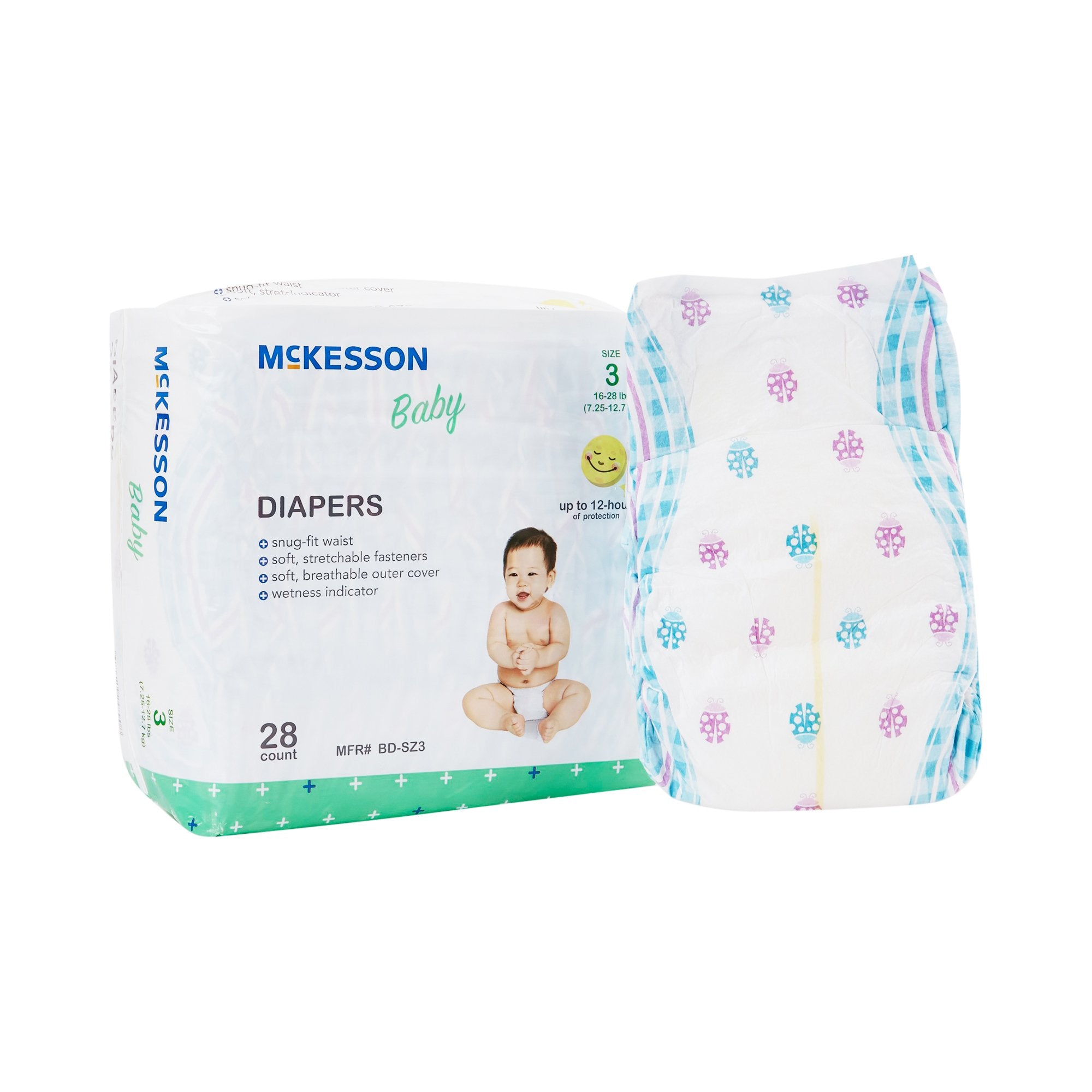 Unisex Baby Diaper McKesson Size 3 Disposable Heavy Absorbency 4 bags Per Case