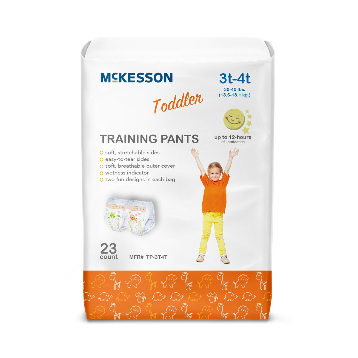 Unisex Toddler Training Pants McKesson Pull On with Tear Away Seams Disposable Heavy Absorbency | 4BG/Case