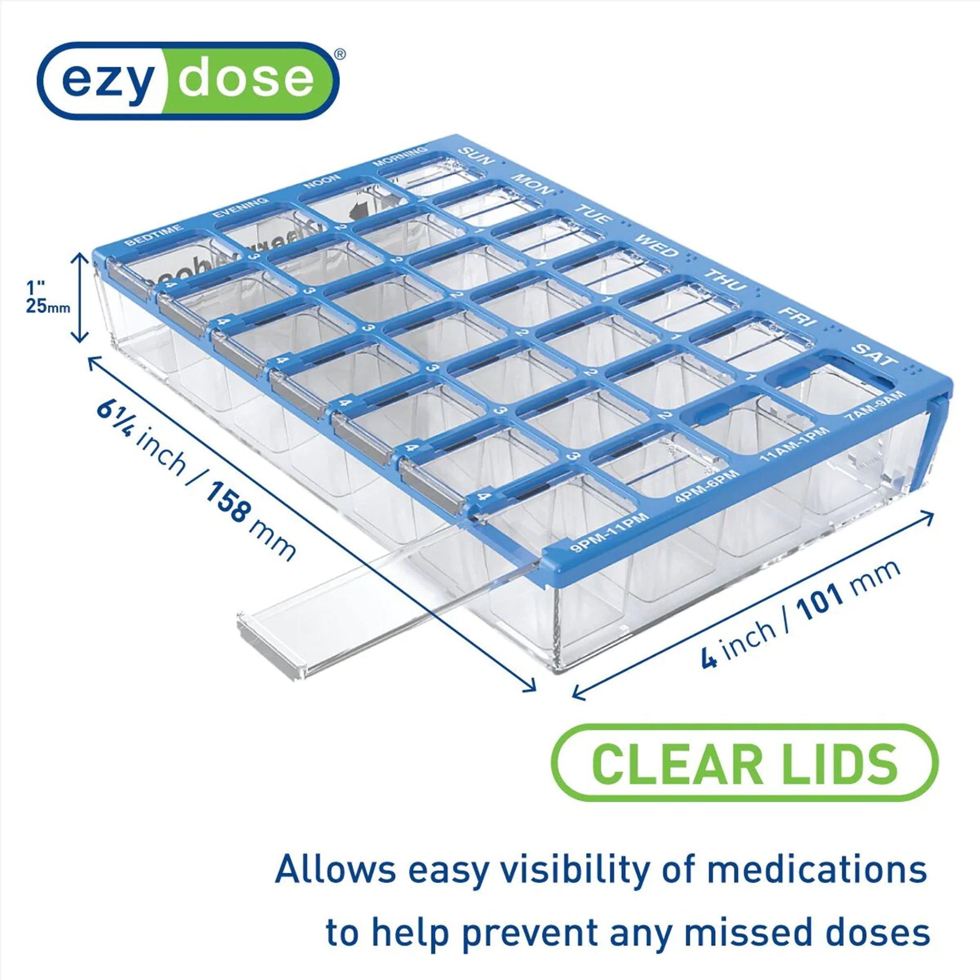 Pill Organizer Pharmadose Locking Pill Planner Small 7 Day 4 Dose,Packaging Type- Each