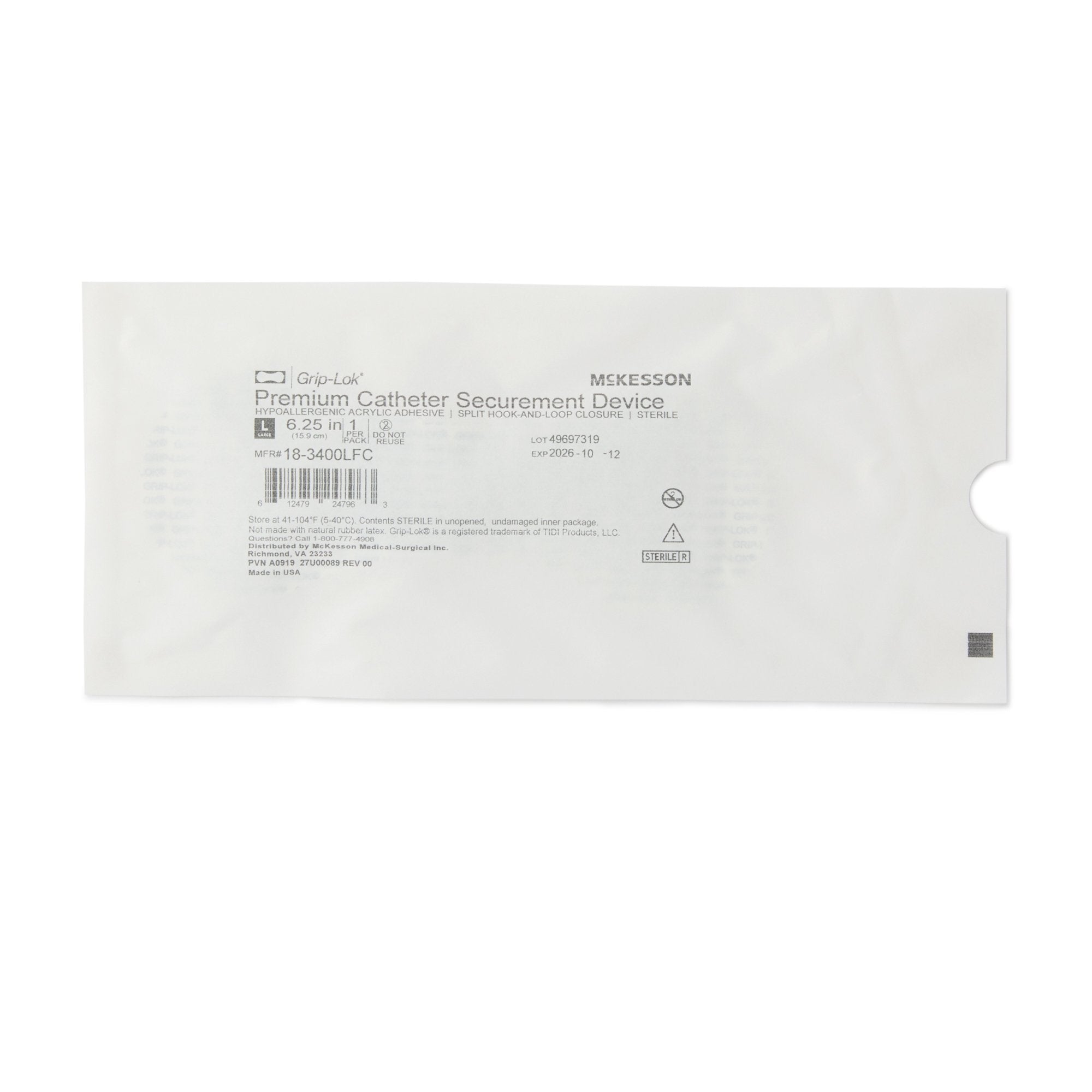 Catheter Stabilization Device McKesson Premium Large, 6.25 Inch, Sterile, Packaging Type- Case