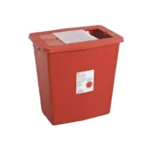 Sharps Container SharpSafety Red Base 18-3/4 H X 18-1/4 W X 12-3/4 D Inch Vertical Entry 12 Gallon