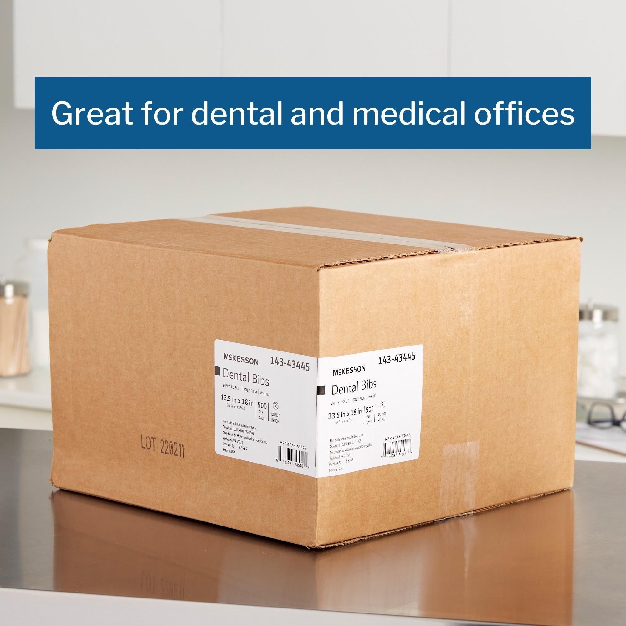 Dental Bib McKesson 13-1/2 X 18 Inch White NonSterile, Packaging Type- Case
