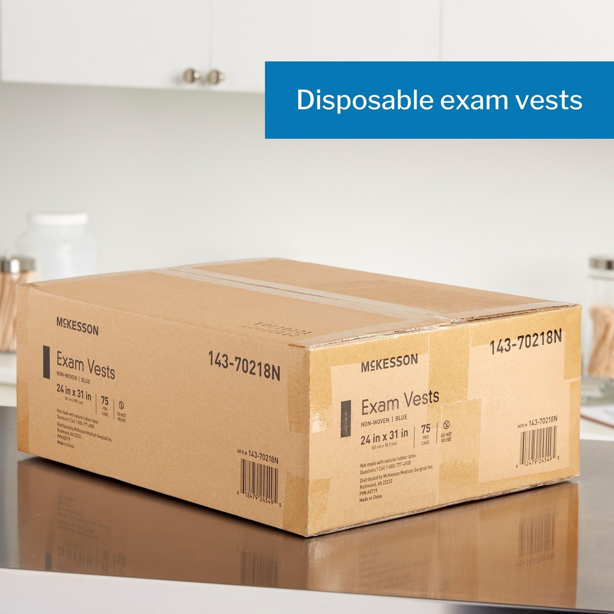 Exam Vest McKesson Blue One Size Fits Most Front Opening Snap Closure Unisex, Packaging Type- Case