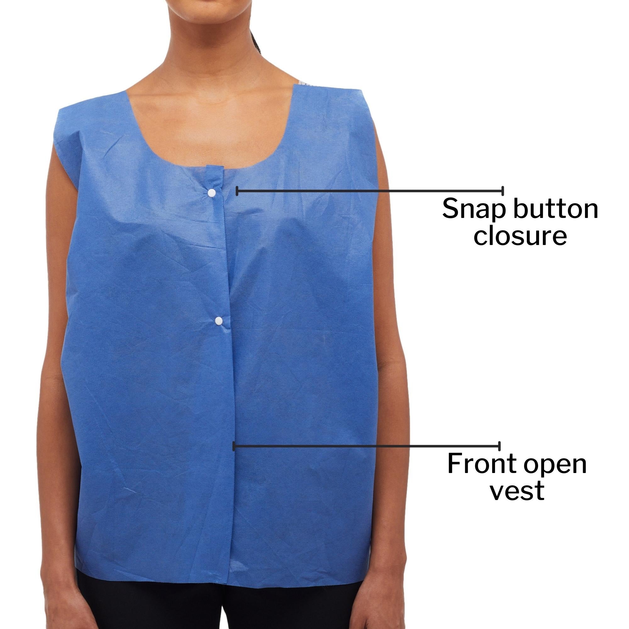Exam Vest McKesson Blue One Size Fits Most Front Opening Snap Closure Unisex, Packaging Type- Case