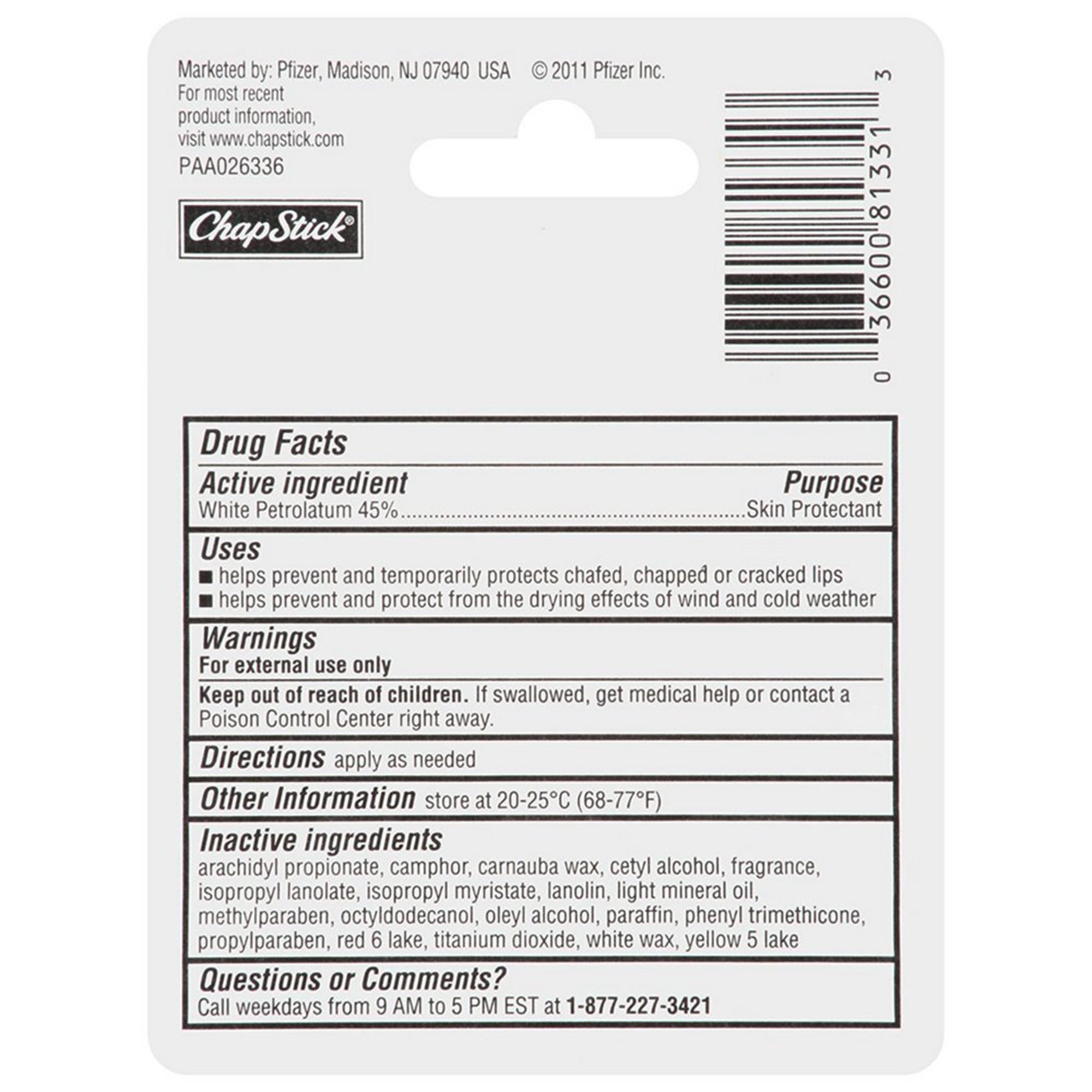 Lip Balm Chapstick 0.15 oz. Tube,Packaging Type- Each