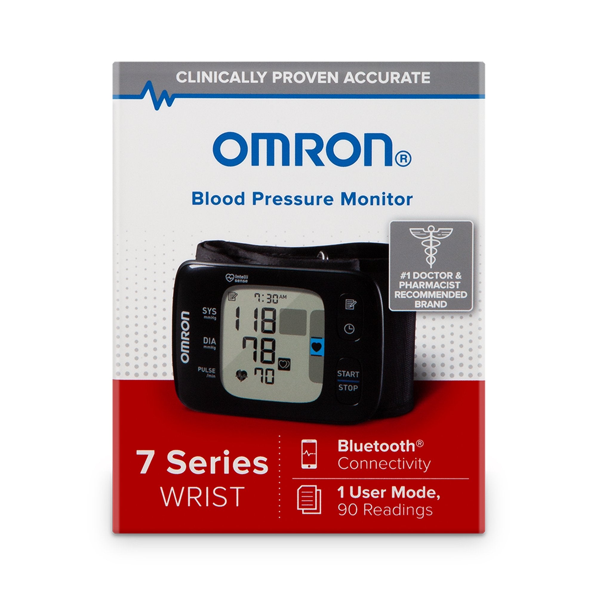 Home Automatic Digital Blood Pressure Monitor Omron7 Series One Size Fits Most Cuff Cloth Fabric Cuff 12 - 20 cm Wrist,Packaging Type- Each