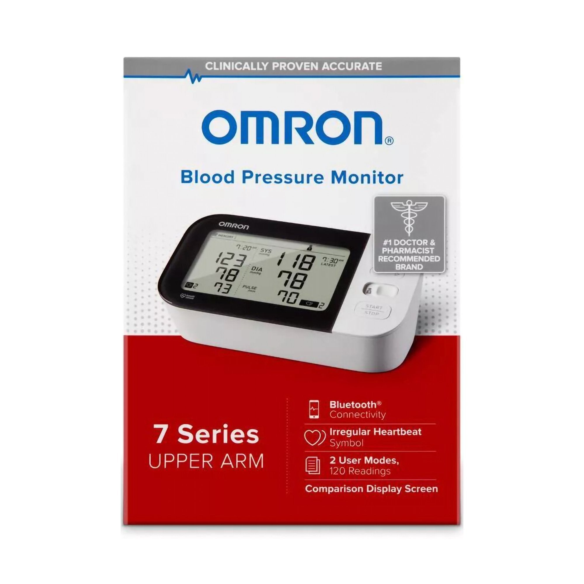 Home Automatic Digital Blood Pressure Monitor Omron7 Series Wide Range Nylon Cuff 23 - 43 cm Desk Model,Packaging Type- Each