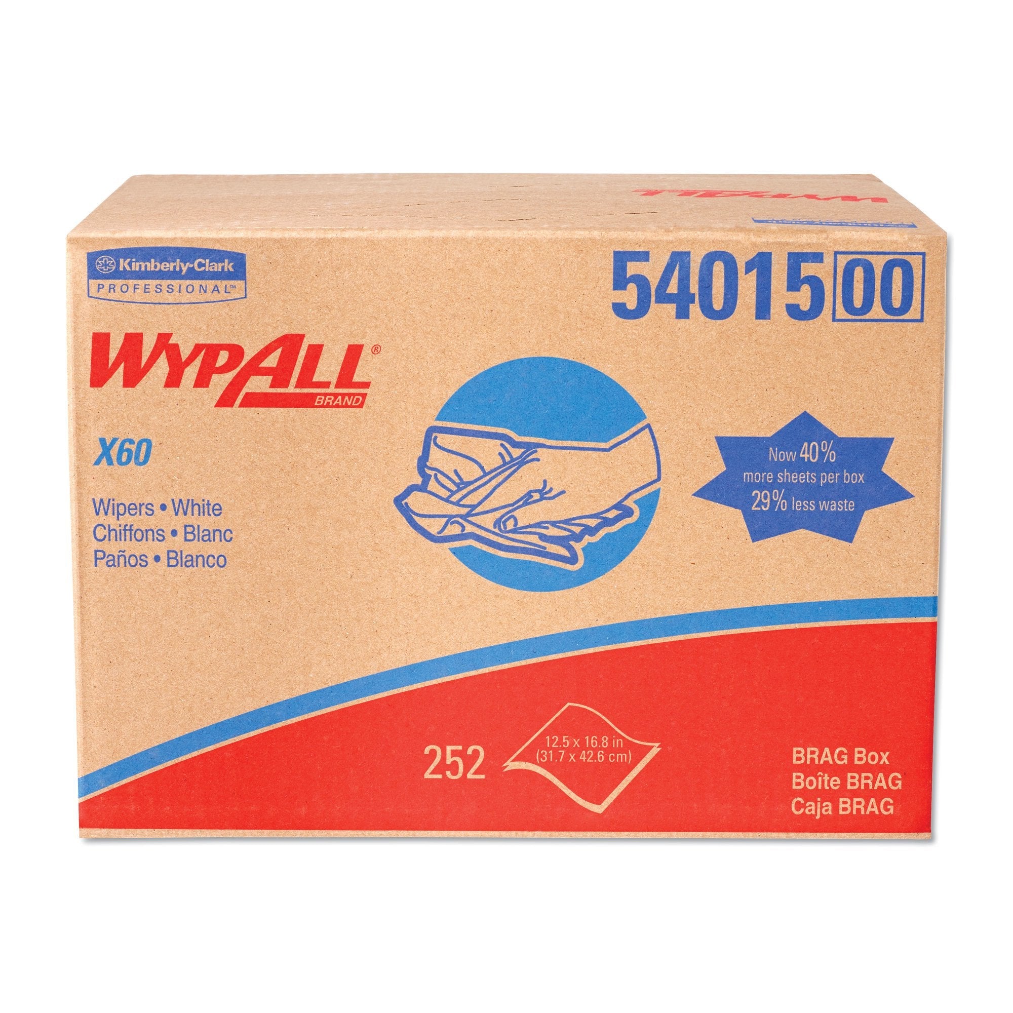 Task Wipe WypAll X60 White NonSterile Hydroknit Fabric 12-1/2 X 16-4/5 Inch Disposable, Packaging Type- Case