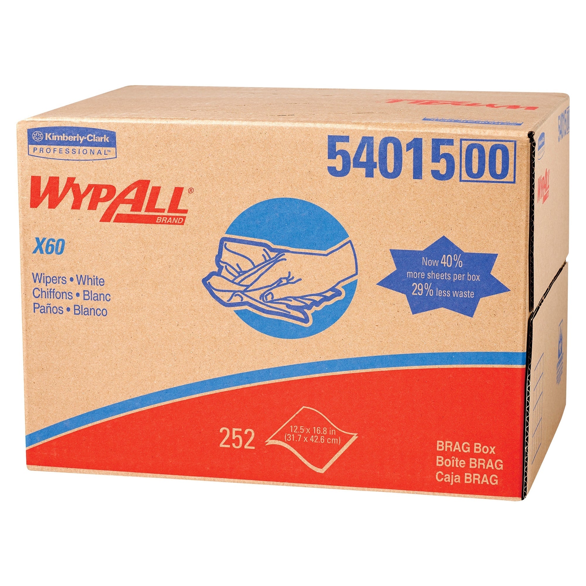 Task Wipe WypAll X60 White NonSterile Hydroknit Fabric 12-1/2 X 16-4/5 Inch Disposable, Packaging Type- Case