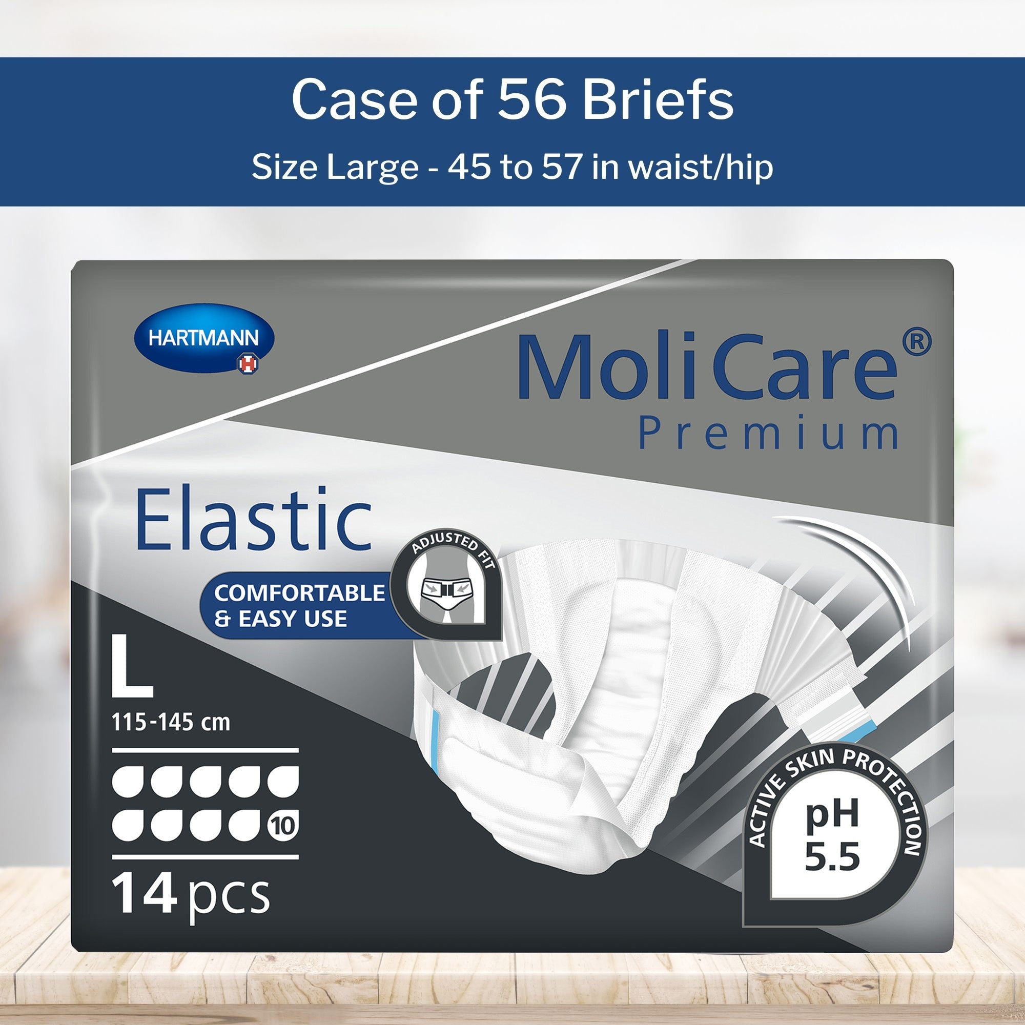 Unisex Adult Incontinence Brief MoliCare Premium Elastic 10D Large Disposable Heavy Absorbency, Packaging Type- Case