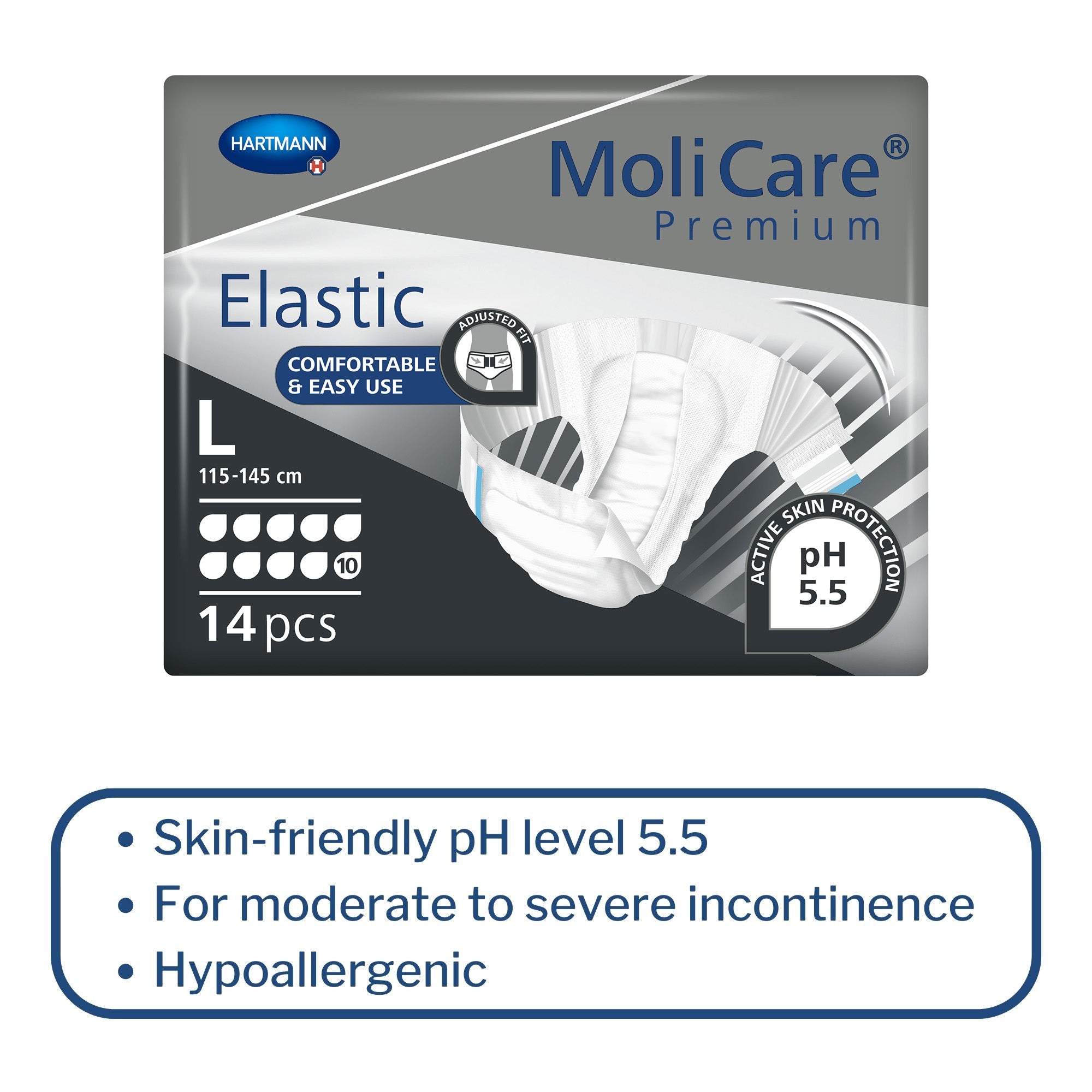 Unisex Adult Incontinence Brief MoliCare Premium Elastic 10D Large Disposable Heavy Absorbency, Packaging Type- Case