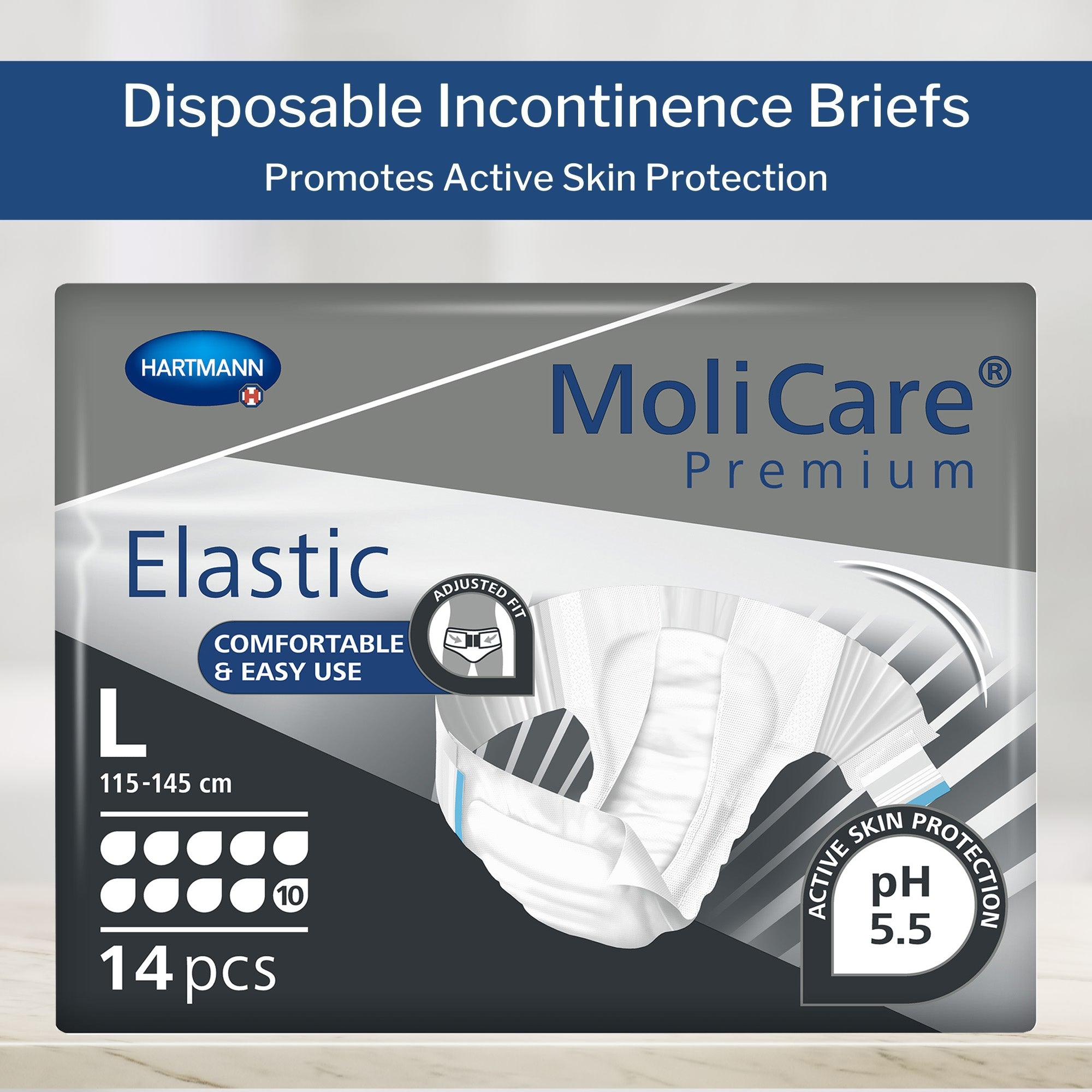 Unisex Adult Incontinence Brief MoliCare Premium Elastic 10D Large Disposable Heavy Absorbency, Packaging Type- Case