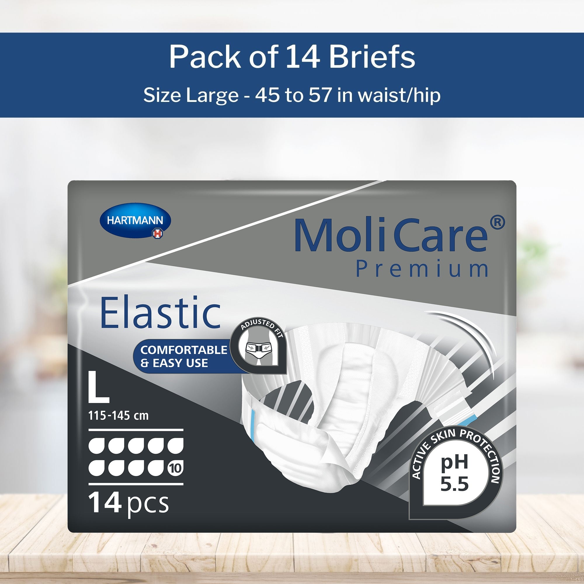 Unisex Adult Incontinence Brief MoliCare Premium Elastic 10D Large Disposable Heavy Absorbency, Packaging Type- Case