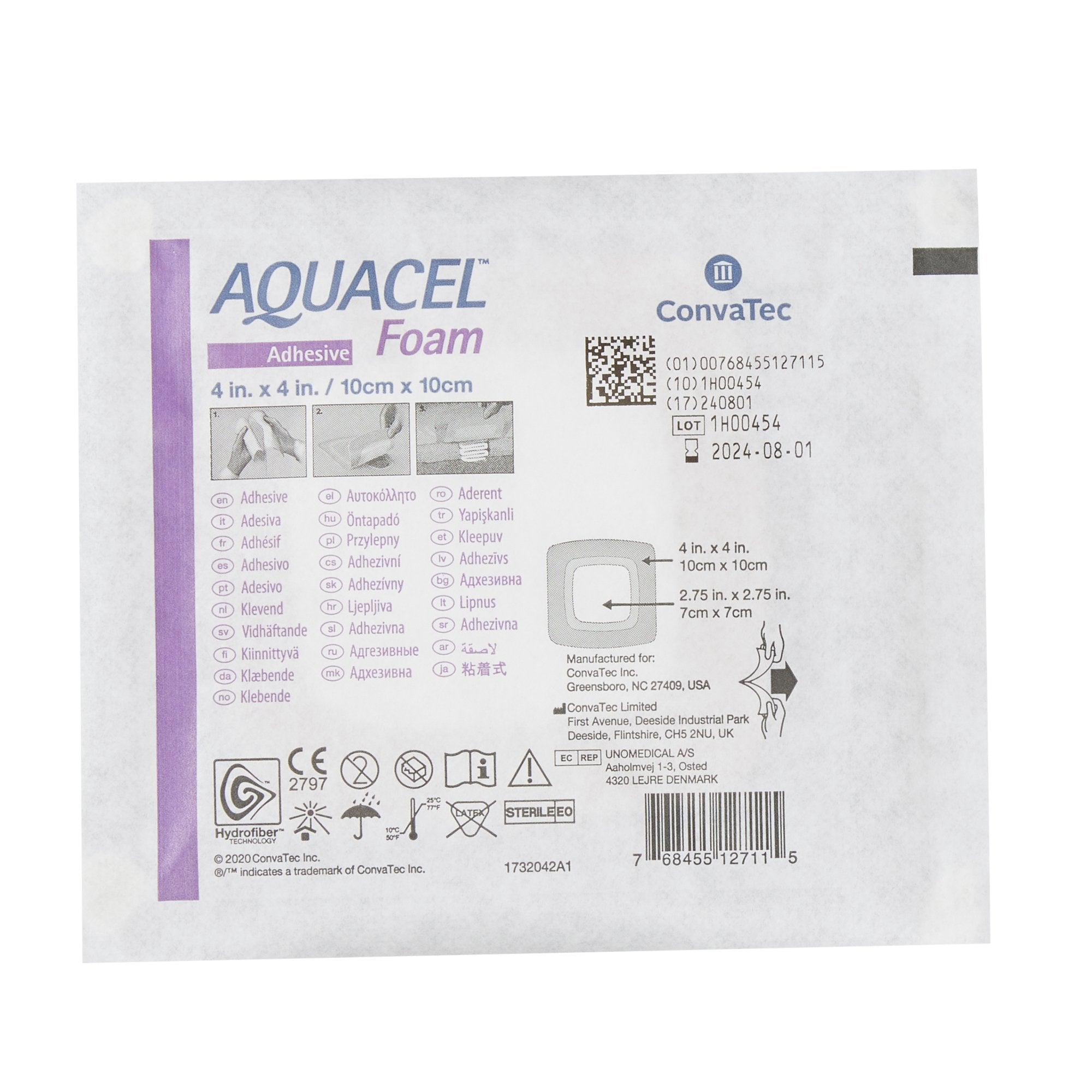 Foam Dressing Aquacel 4 X 4 Inch With Border Waterproof Film Backing Silicone Adhesive Square Sterile,Packaging Type- Each