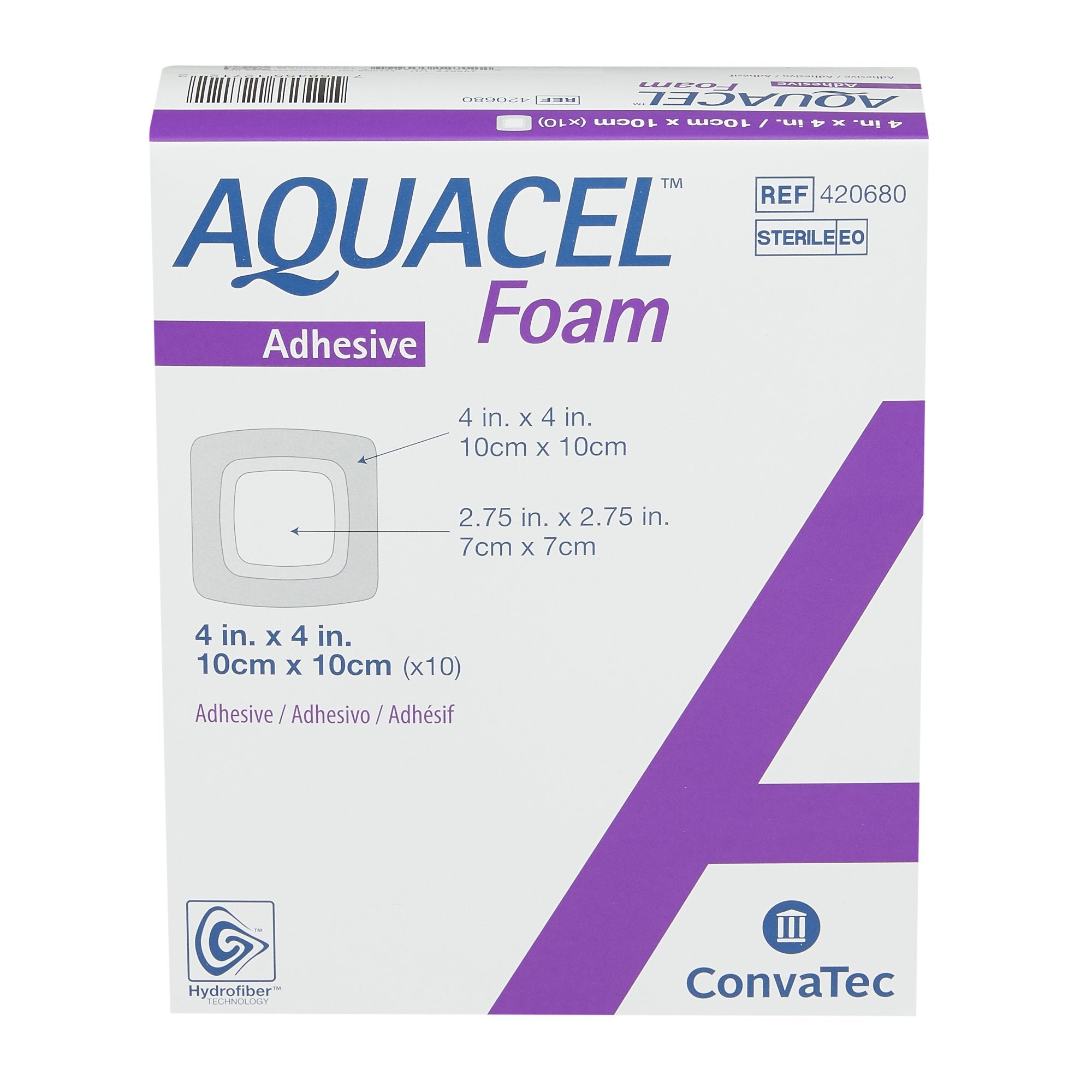 Foam Dressing Aquacel 4 X 4 Inch With Border Waterproof Film Backing Silicone Adhesive Square Sterile,Packaging Type- Each