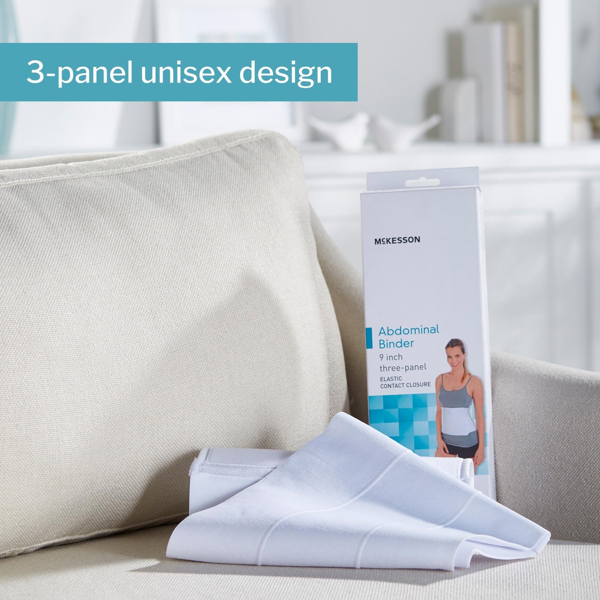 Abdominal Binder McKesson Small / Medium Hook and Loop Closure 30 to 45 Inch Waist Circumference 9 Inch Height Adult, Packaging Type- Each