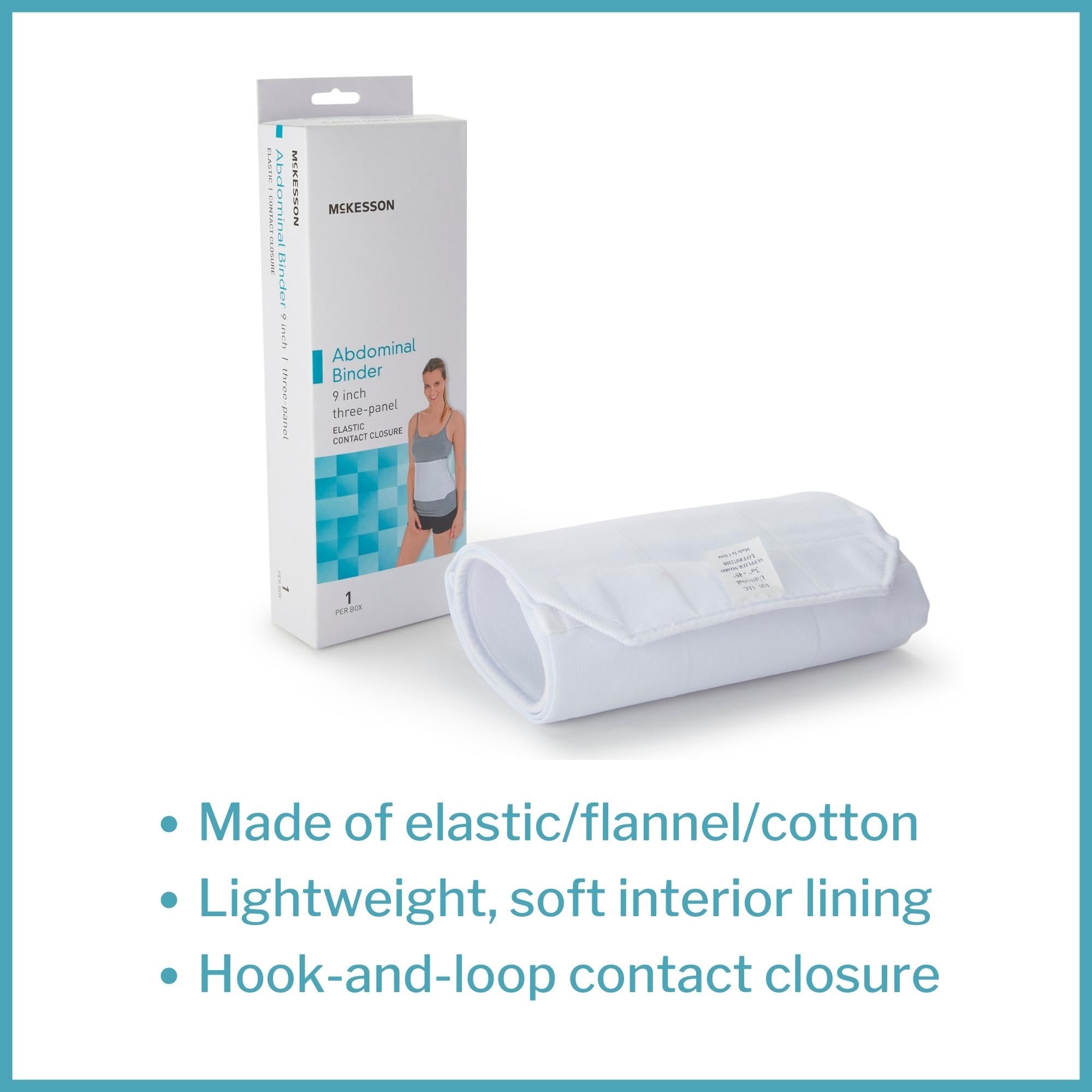 Abdominal Binder McKesson Small / Medium Hook and Loop Closure 30 to 45 Inch Waist Circumference 9 Inch Height Adult, Packaging Type- Each