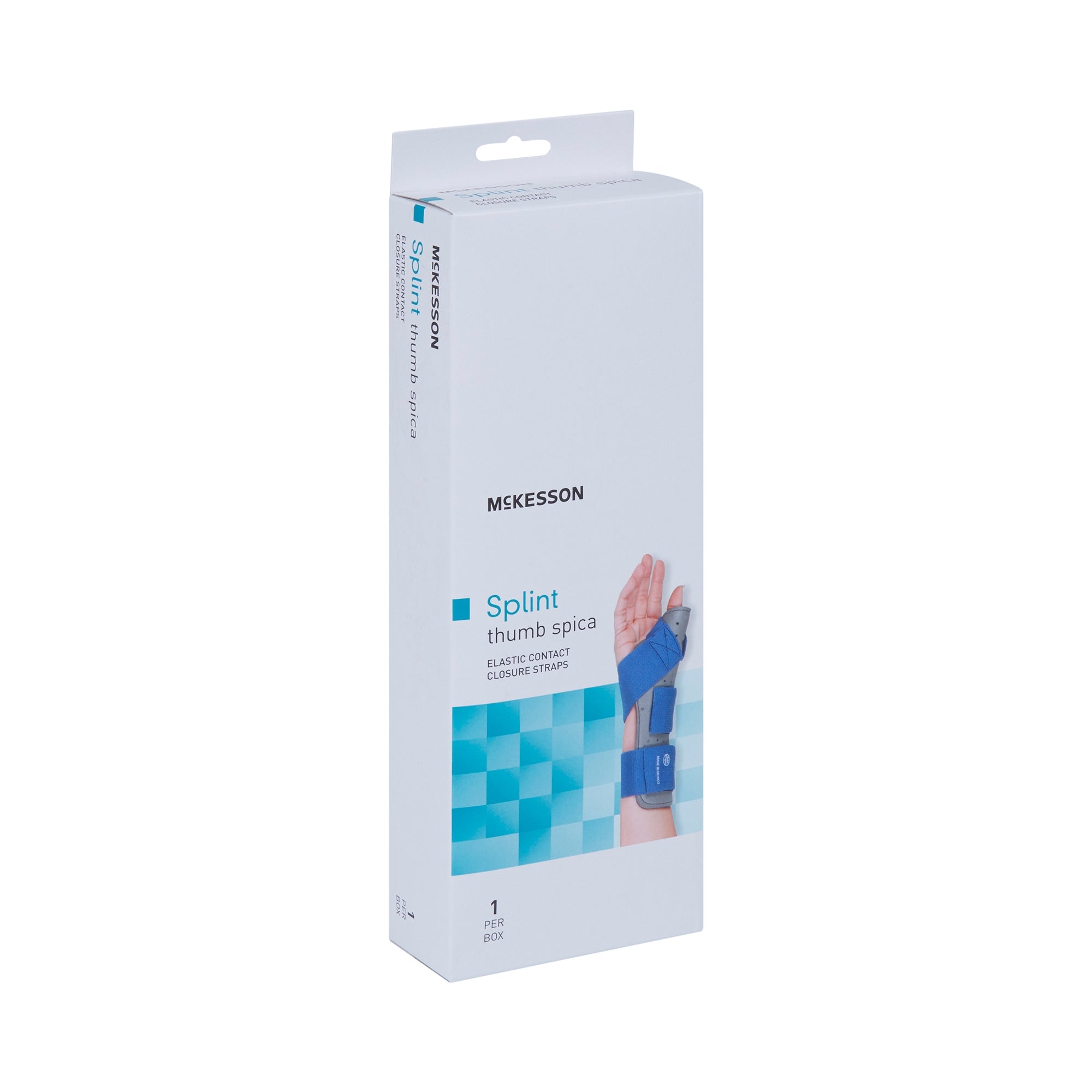 Thumb Splint McKesson Adult Small / Medium Hook and Loop Strap Closure Right Hand Blue / Gray