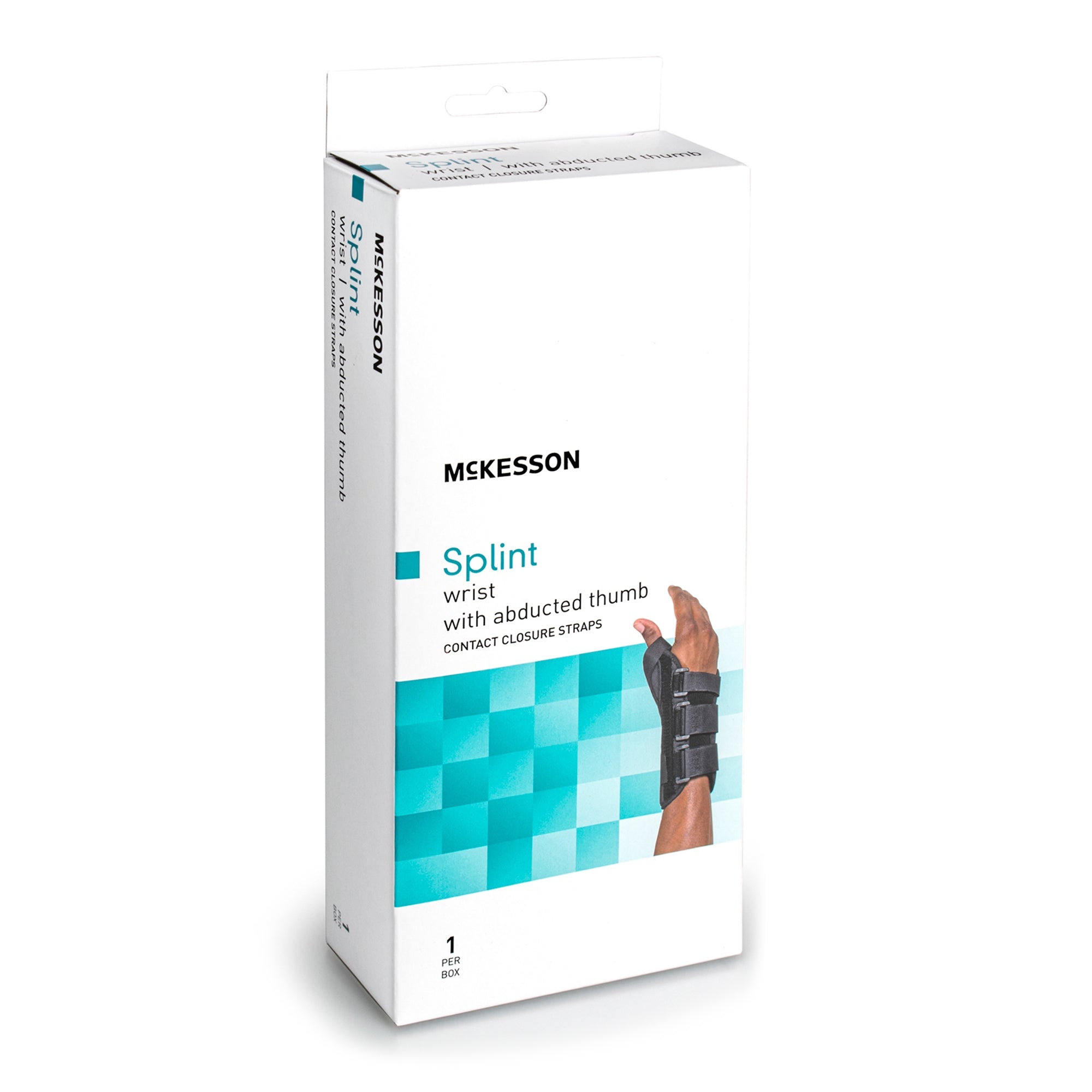 Wrist Brace with Abducted Thumb McKesson Aluminum / Foam / Spandex / Plastic Right Hand Black X-Small, Packaging Type- Each