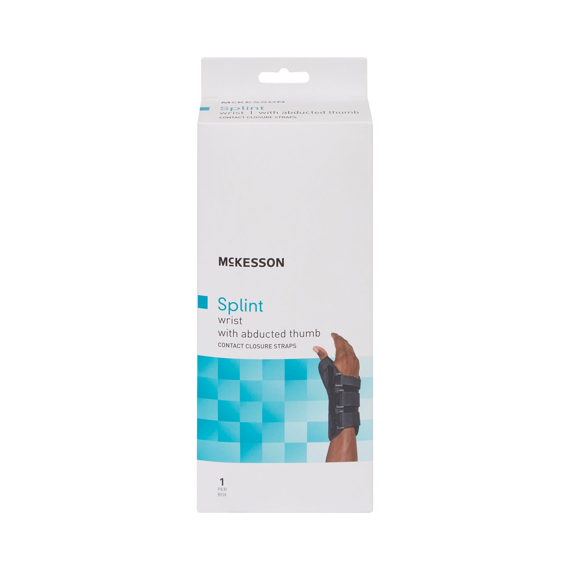 Wrist Brace with Abducted Thumb McKesson Aluminum / Foam / Spandex / Plastic Left Hand Black X-Small