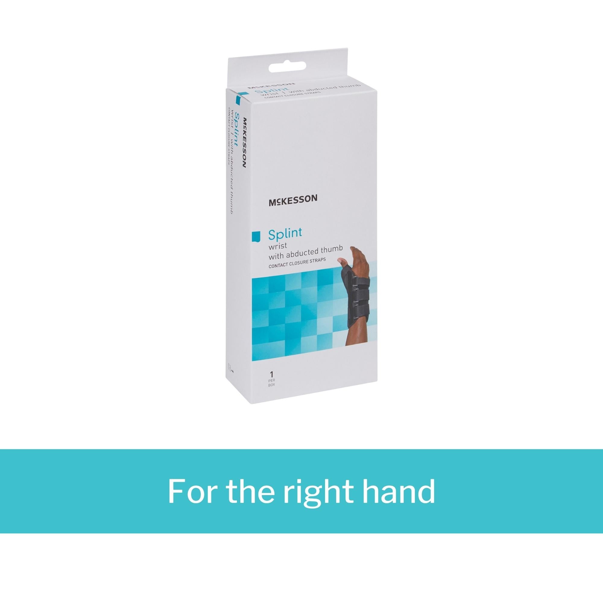 Wrist Brace with Abducted Thumb McKesson Aluminum / Foam / Spandex / Plastic Right Hand Black Small, Packaging Type - Each