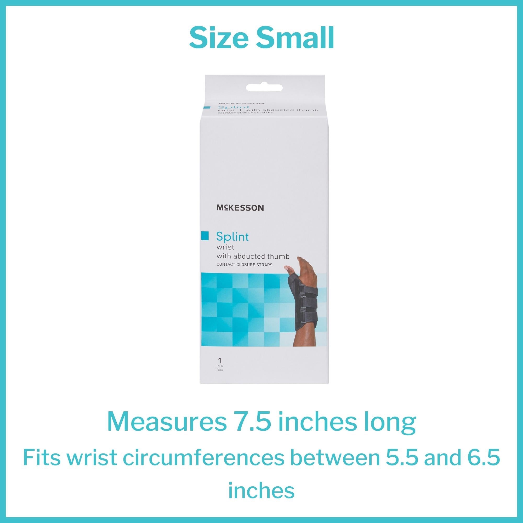 Wrist Brace with Abducted Thumb McKesson Aluminum / Foam / Spandex / Plastic Right Hand Black Small, Packaging Type - Each