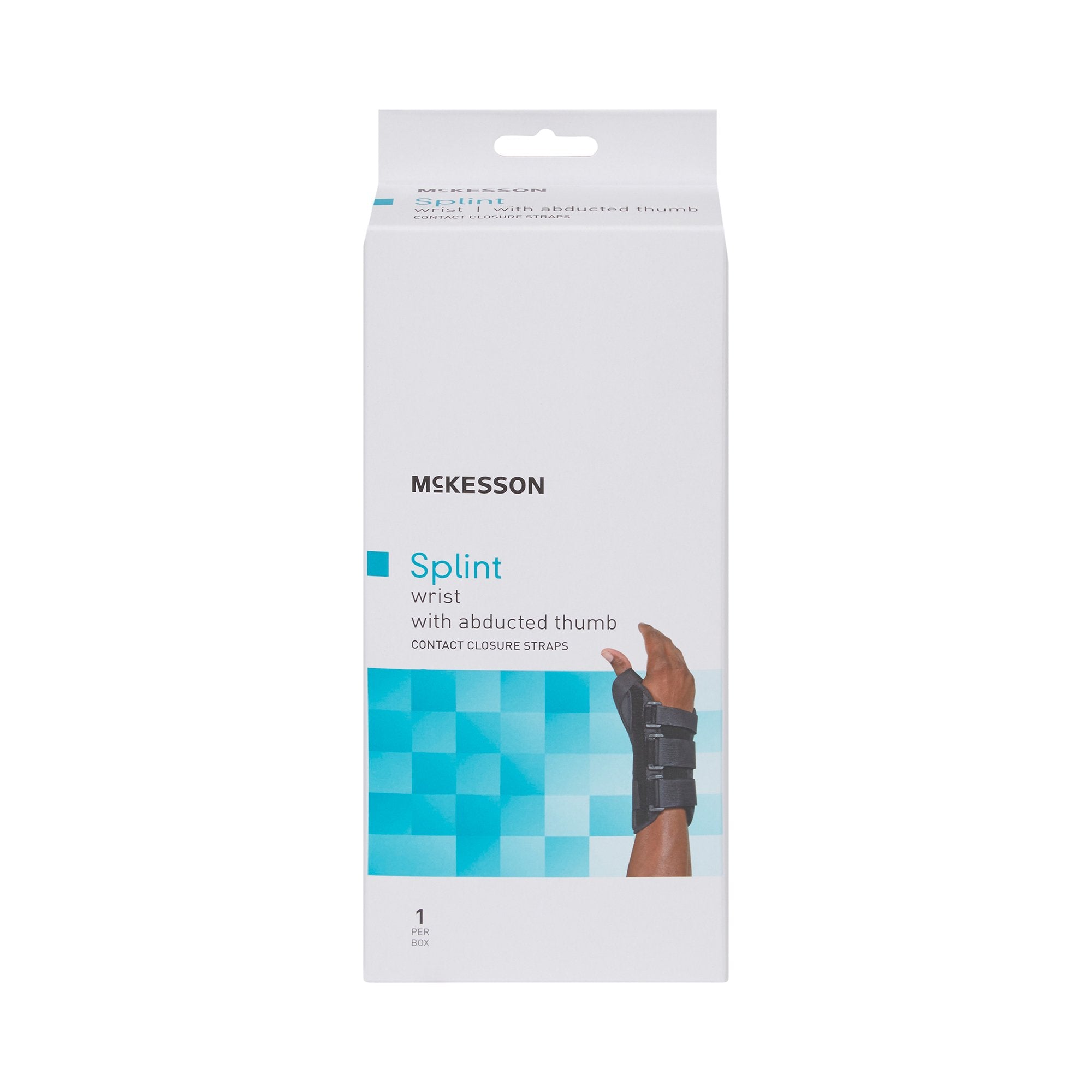 Wrist Brace with Abducted Thumb McKesson Aluminum / Foam / Spandex / Plastic Right Hand Black Small, Packaging Type - Each