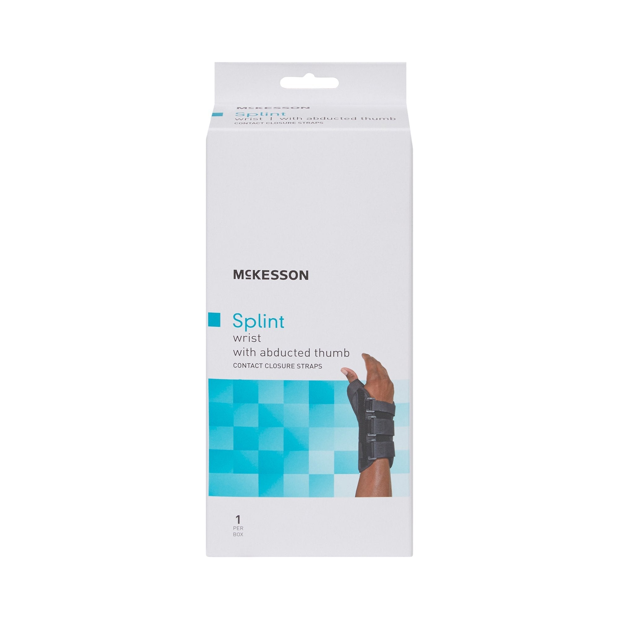 Wrist Brace with Abducted Thumb McKesson Aluminum / Foam / Spandex / Plastic Right Hand Black Small, Packaging Type - Each