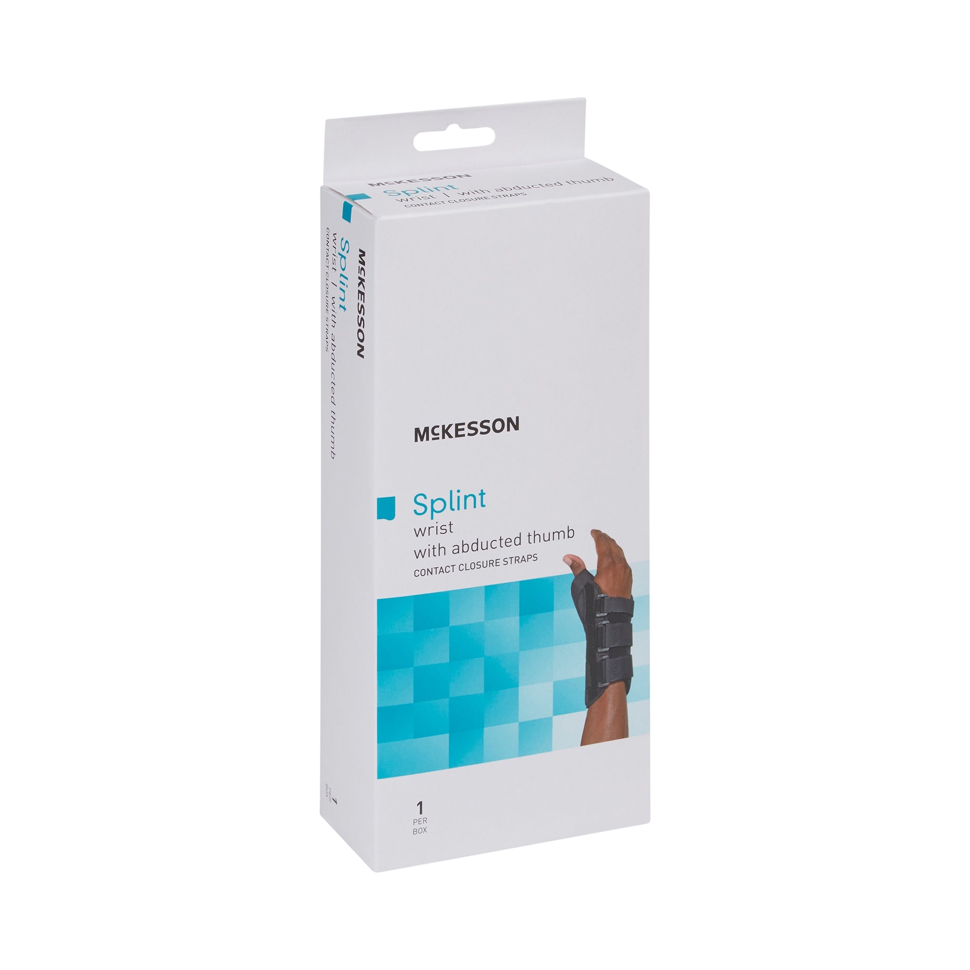 Wrist Brace with Abducted Thumb McKesson Aluminum / Foam / Spandex / Plastic Right Hand Black Small, Packaging Type - Each