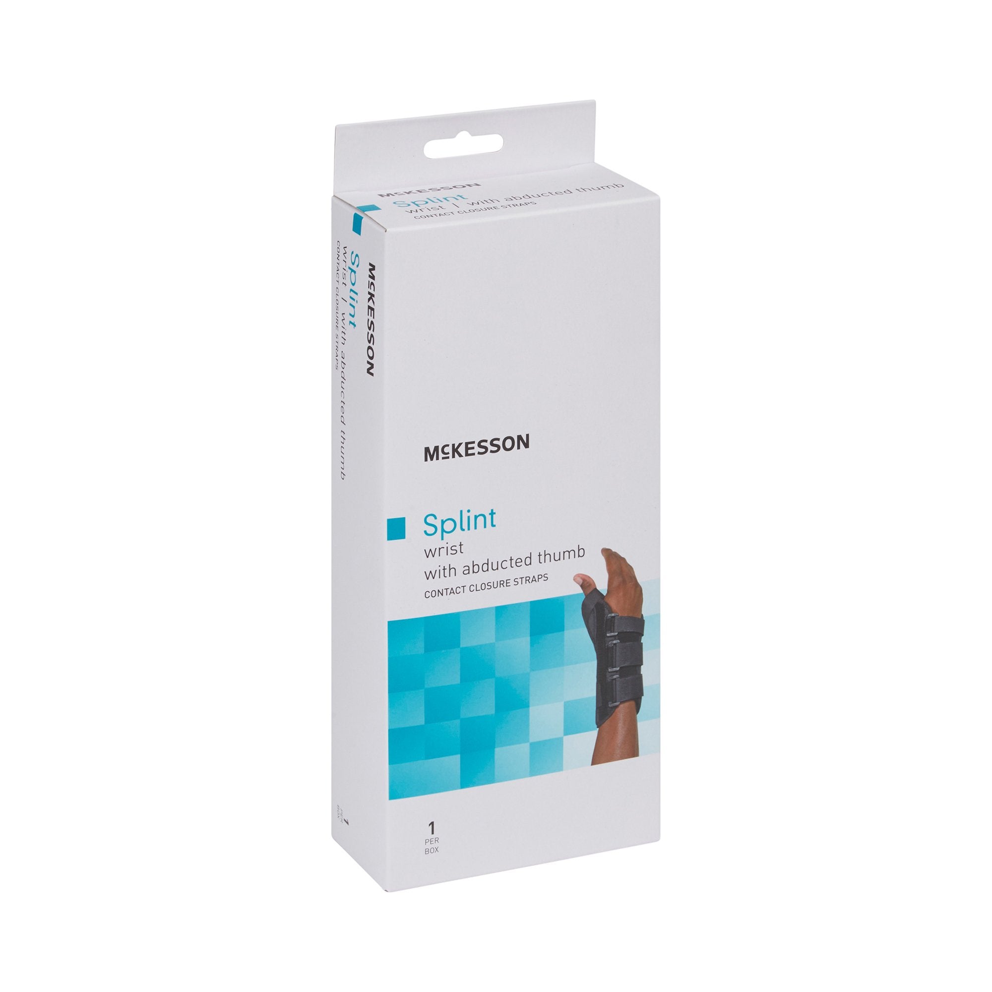 Wrist Brace with Abducted Thumb McKesson Aluminum / Foam / Spandex / Plastic Right Hand Black Large