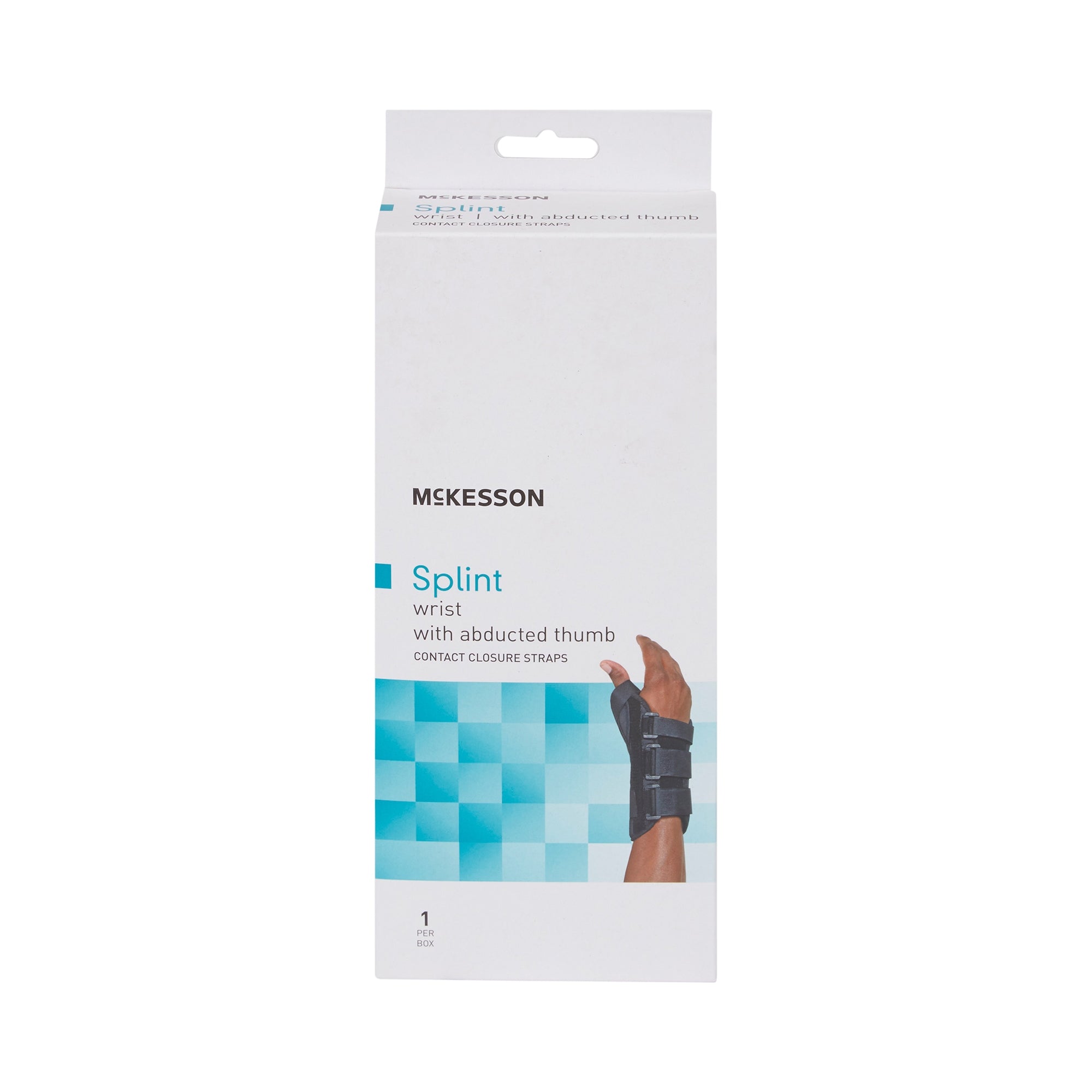 Wrist Brace with Abducted Thumb McKesson Aluminum / Foam / Spandex / Plastic Left Hand Black Large, Packaging Type- Each