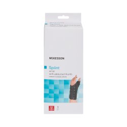 Wrist Brace with Thumb Spica McKesson Left Hand Black One Size Fits Most