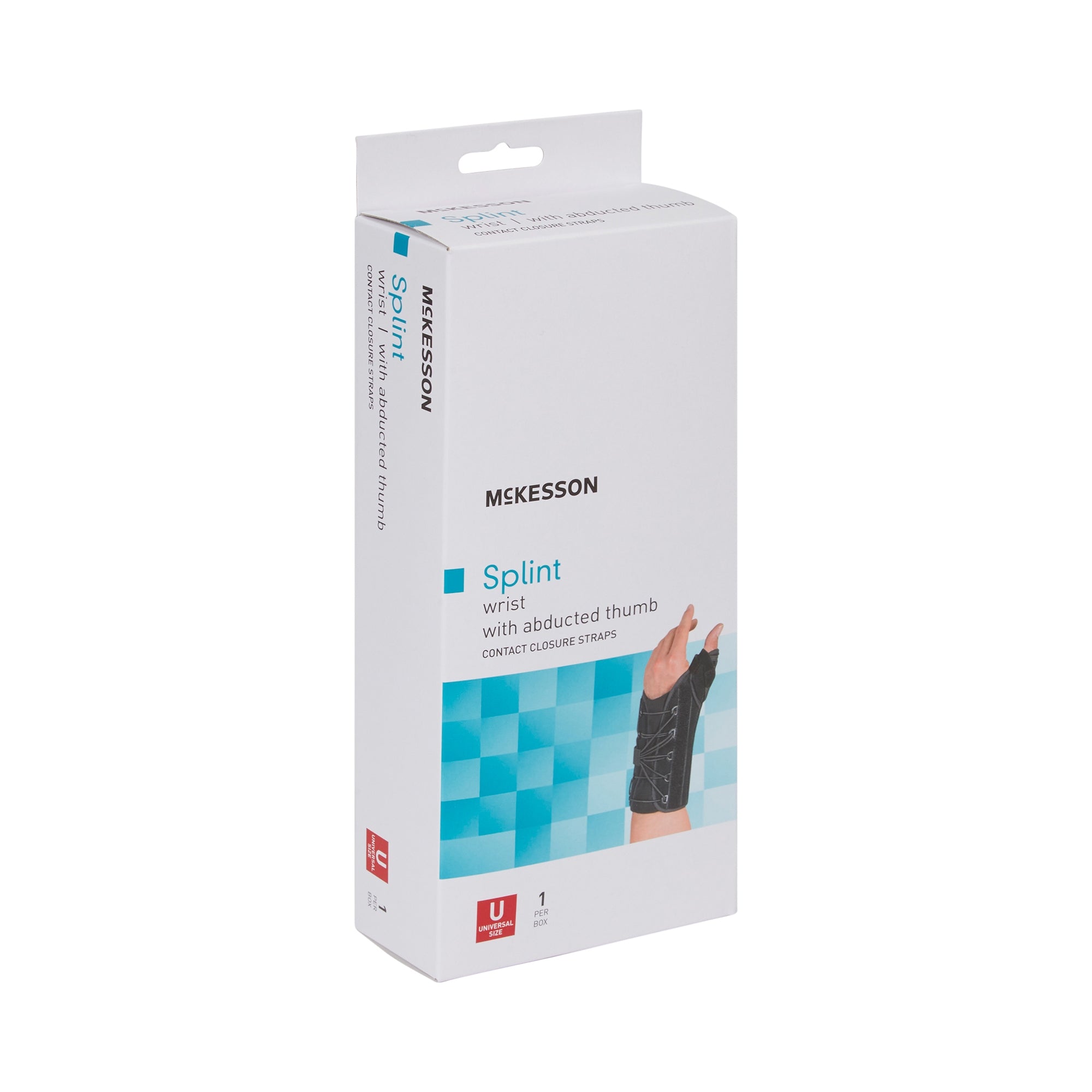 Wrist Brace with Thumb Spica McKesson Left Hand Black One Size Fits Most