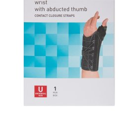 Wrist Brace with Thumb Spica McKesson Left Hand Black One Size Fits Most