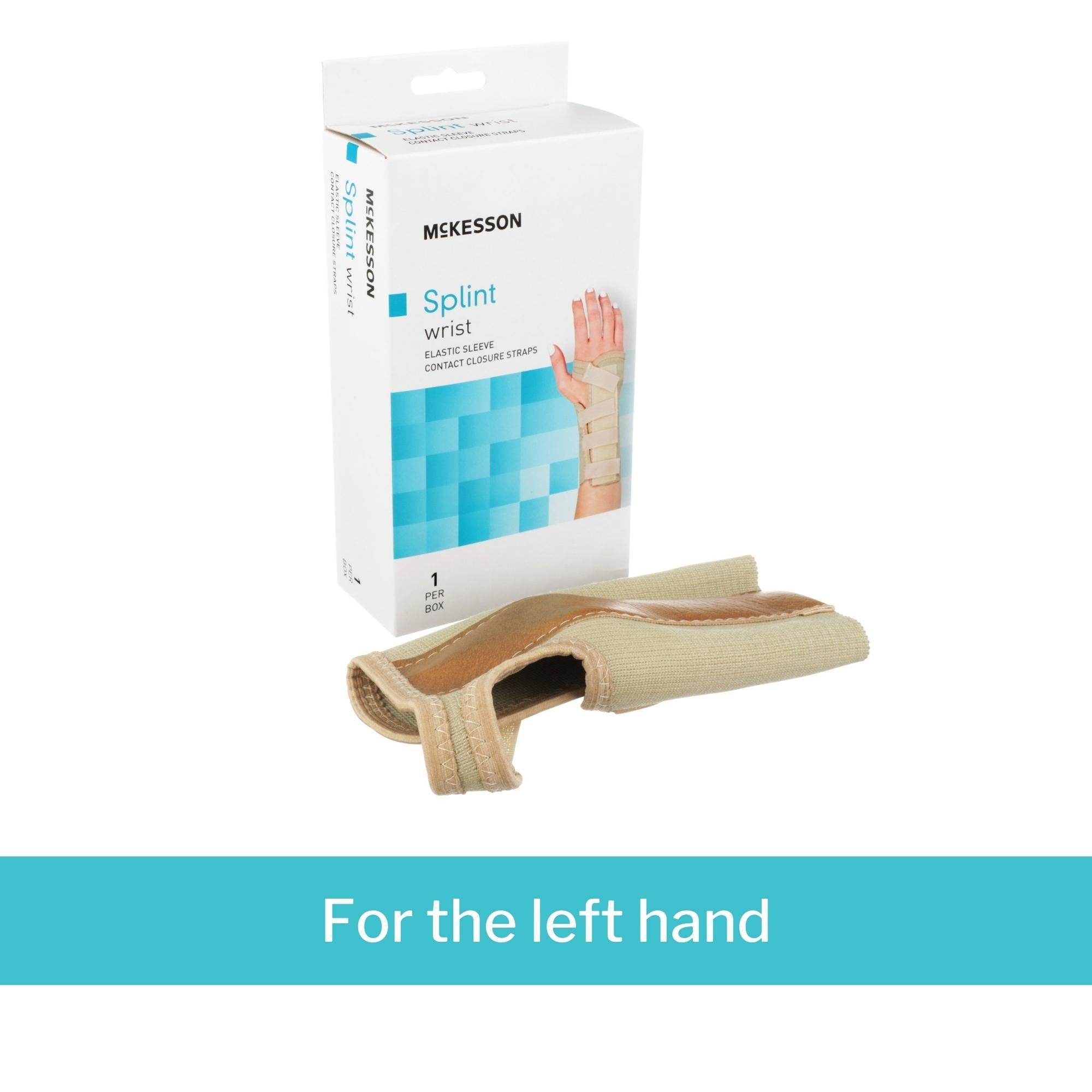 Wrist Brace McKesson Low Profile / Contoured / Wraparound Aluminum / Cotton / Elastic Left Hand Beige Small, Packaging Type- Each