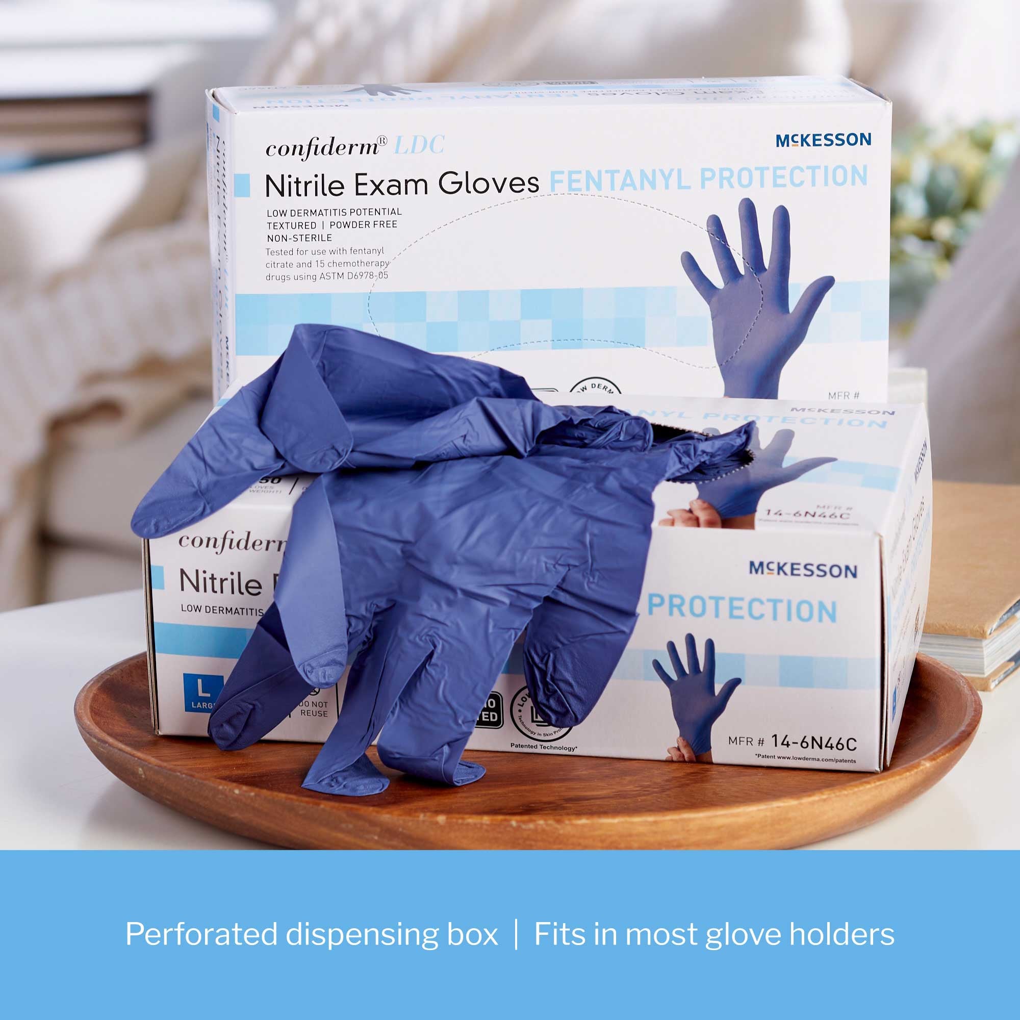 Exam Glove McKesson Confiderm LDC Large NonSterile Nitrile Standard Cuff Length Fully Textured Blue Chemo Tested / Fentanyl Tested